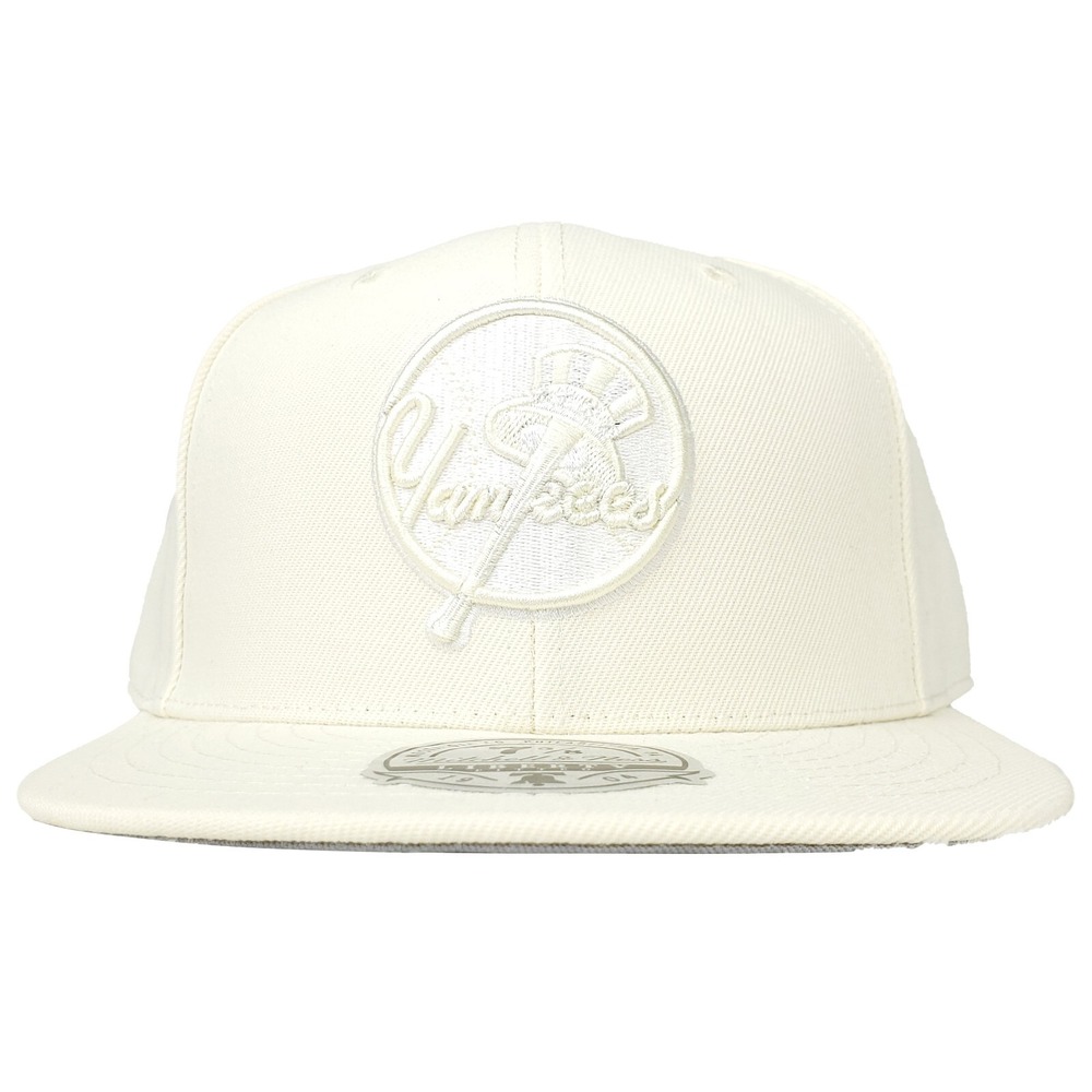 NY Yankees Mitchell & Ness MLB Fitted 7 3/8 Liberty Hat Cap 3D Logo Cream NWT